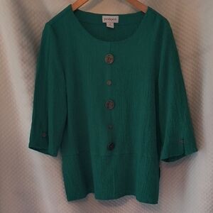 Peck & Peck Green Button-Down Blouse